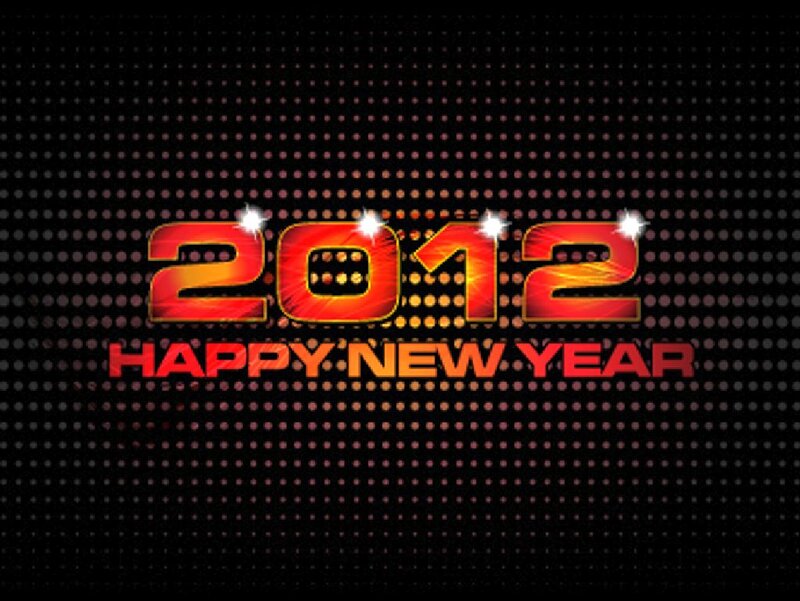 2012 New Year Text — Red, Celebratory