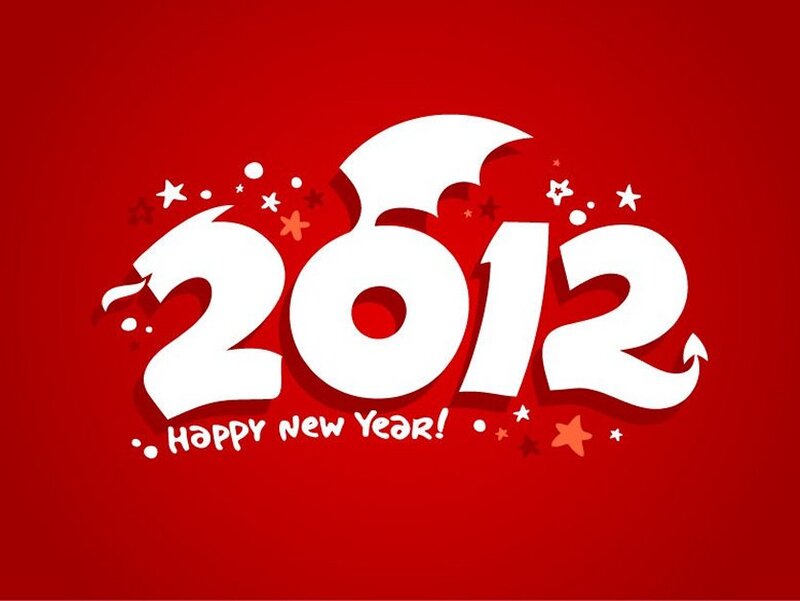 2012 New Year Text — Red