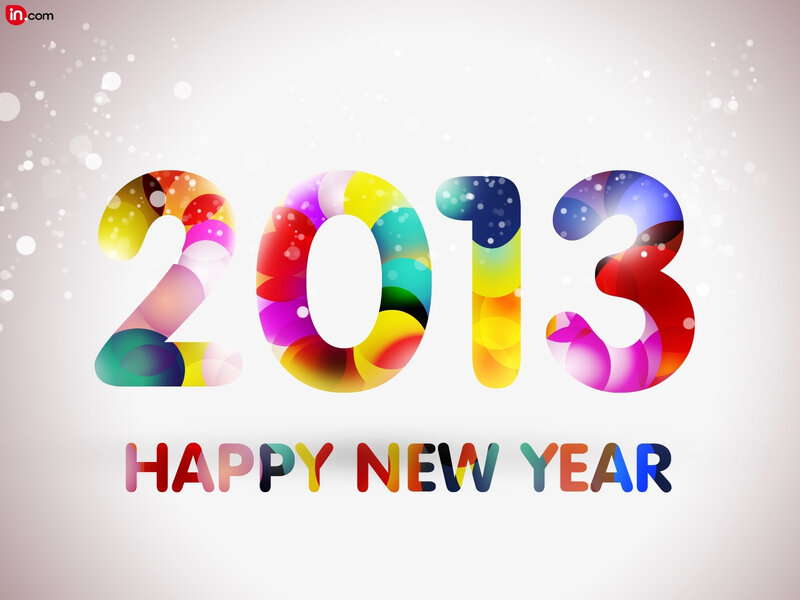 2013 New Year Text — White, Festive