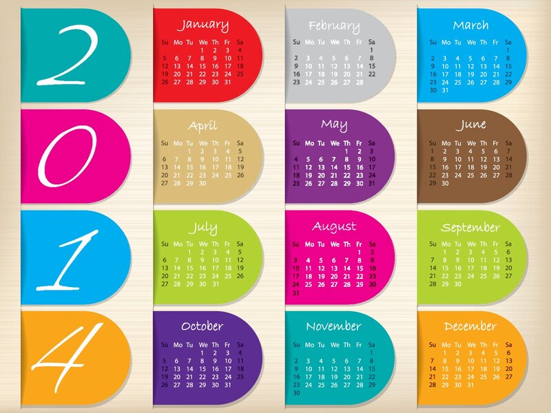 2014 Calendar — Teal