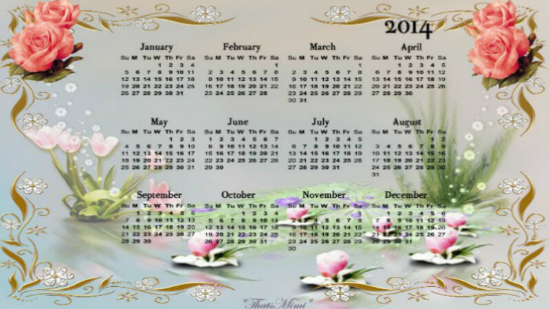 2014 Calendar with Roses