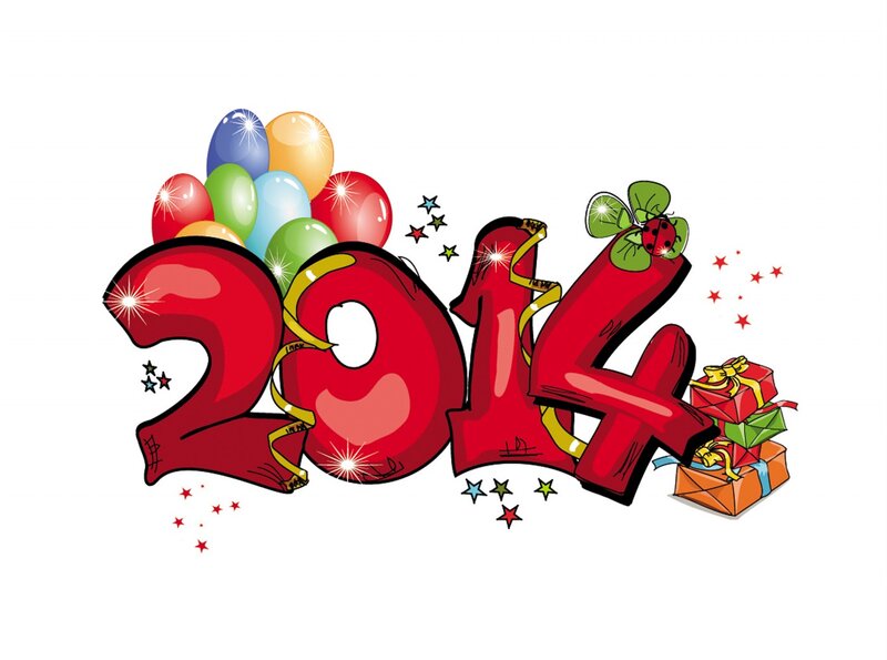 2014 New Year Celebration — Red, Festive, Vector Art