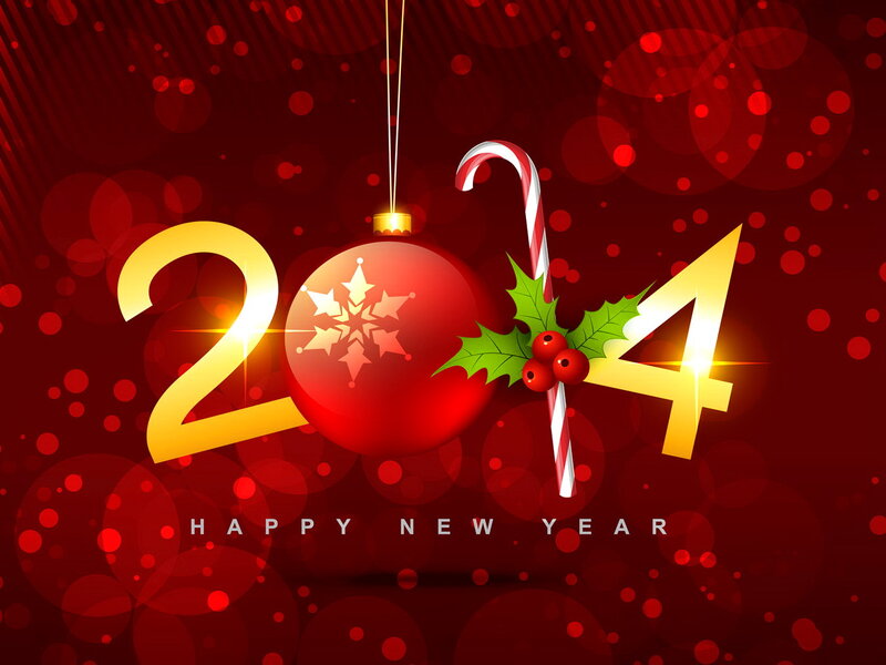 2014 New Year Decoration — Red, Festive, Winter, Vector Art