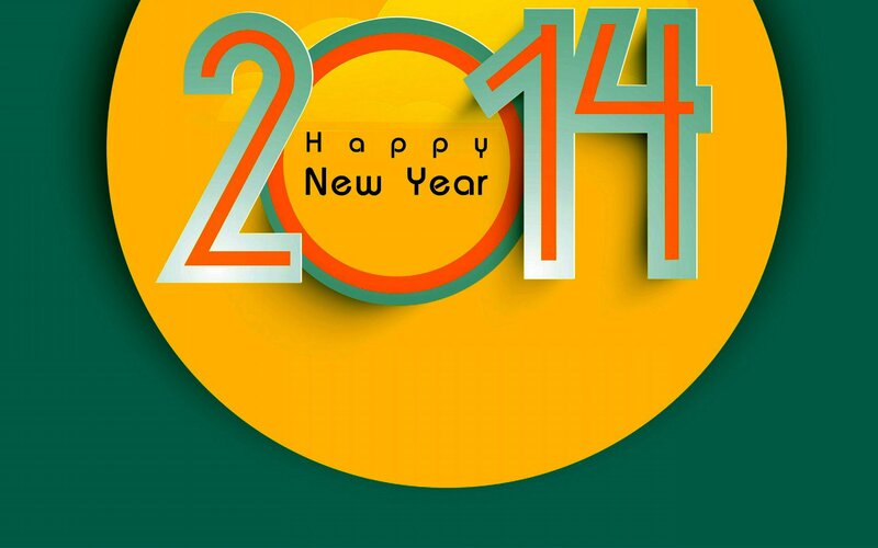 2014 New Year Graphic — Yellow, Festive