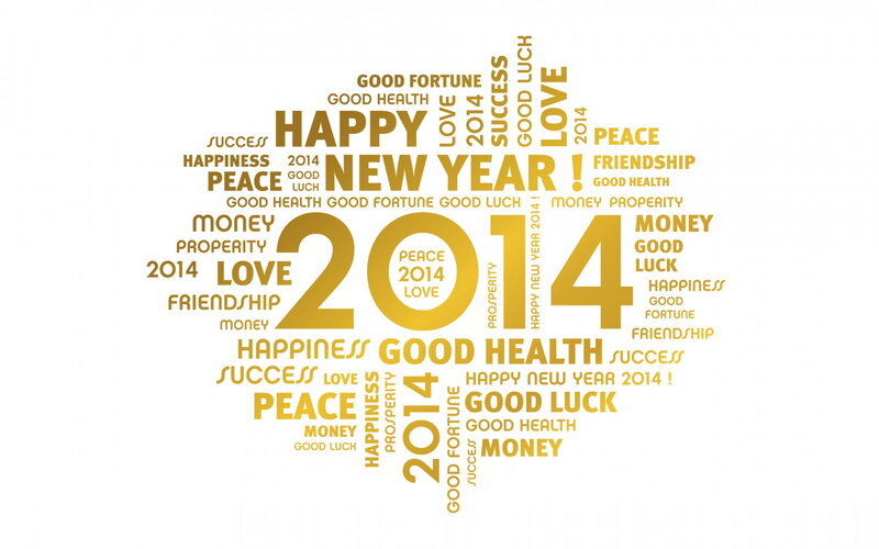 2014 New Year Text — Gold, Celebratory