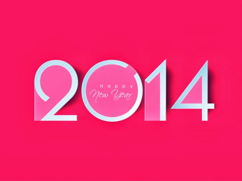 2014 New Year Text — Pink