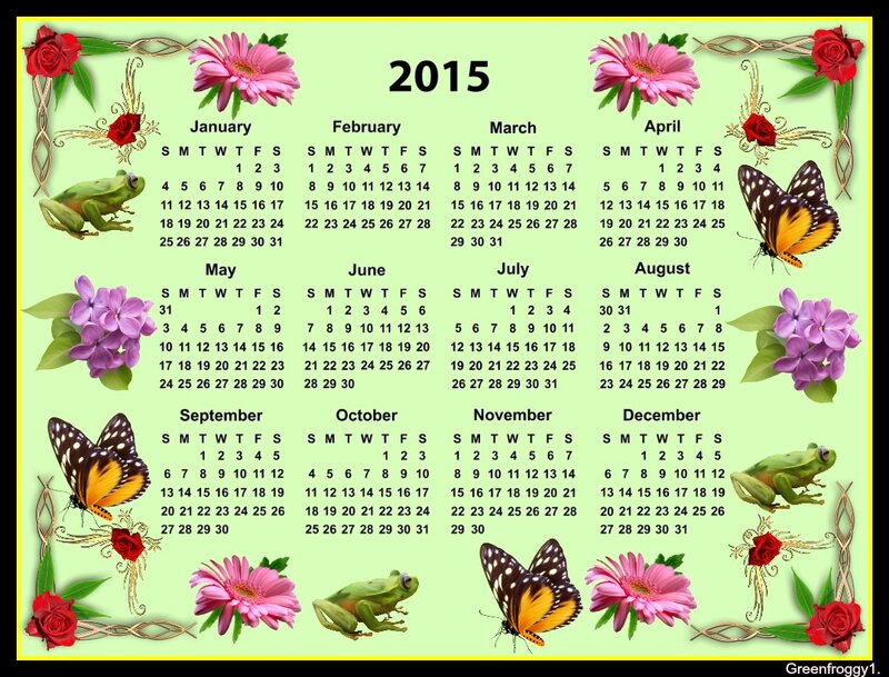 2015 Calendar with Frogs