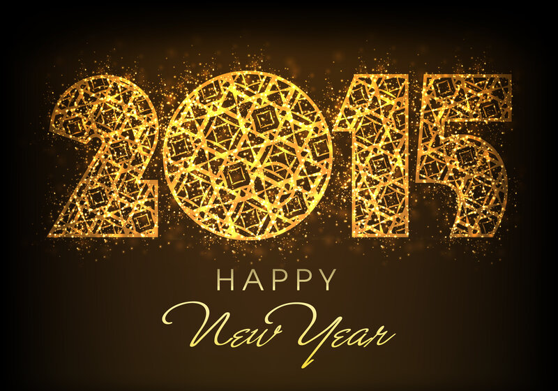 2015 New Year Text — Gold, Celebratory