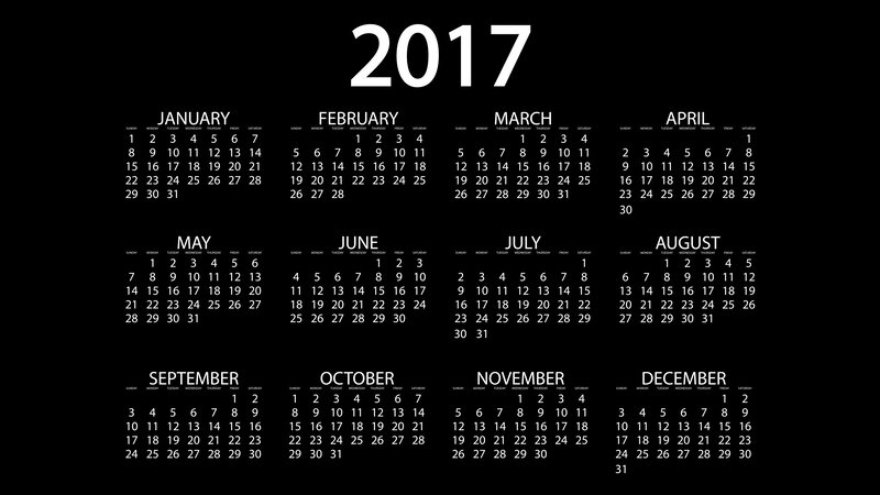 2017 Calendar Grid