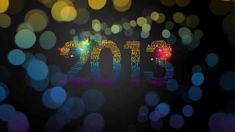 2019 word art with bokeh background