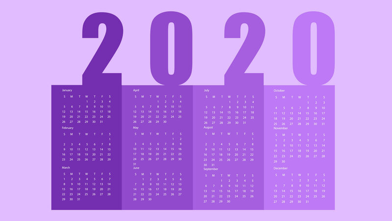 2020 Calendar — Purple