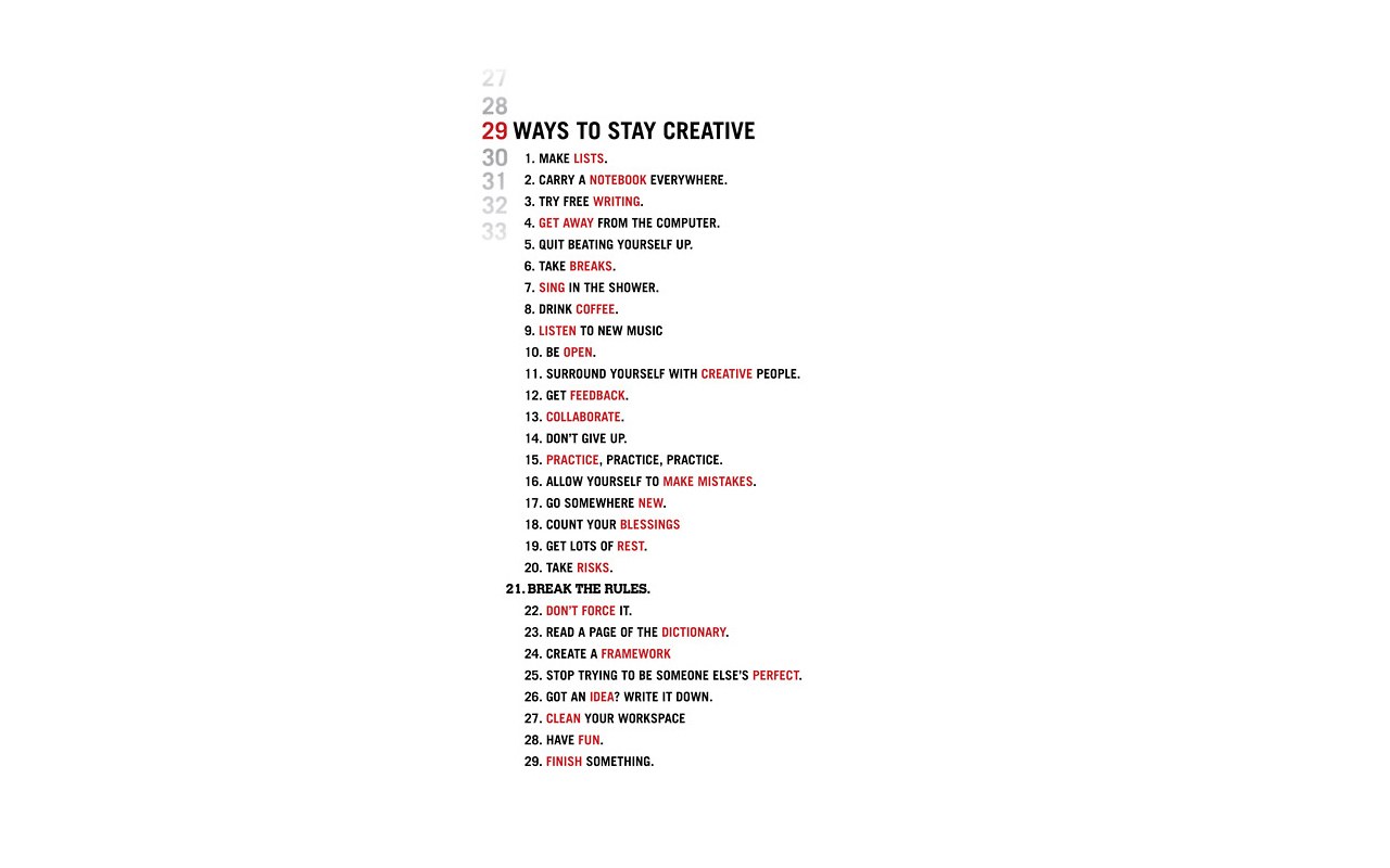 29 ways to stay creative