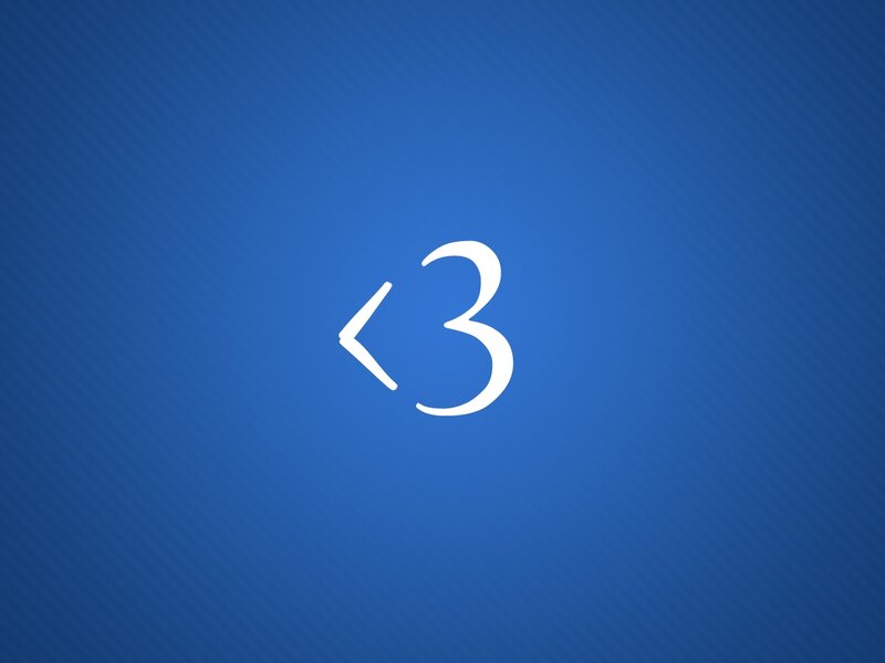 <3 symbol on blue