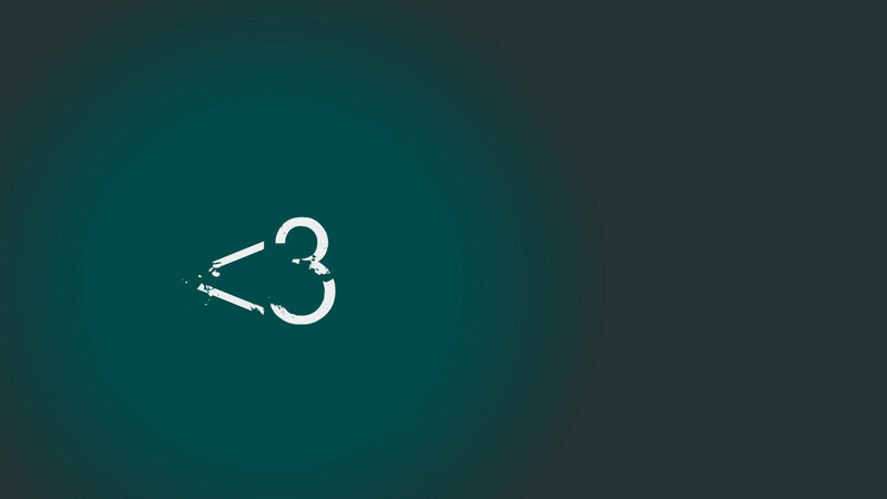 <3 symbol on teal background