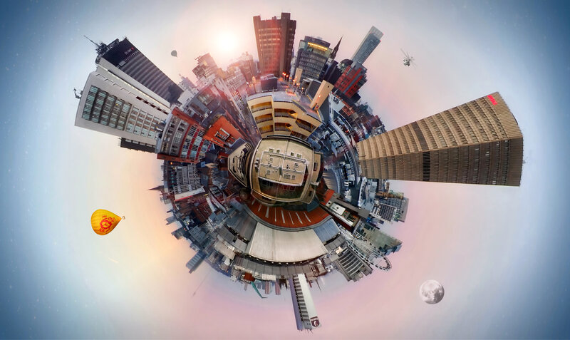 360-degree cityscape globe