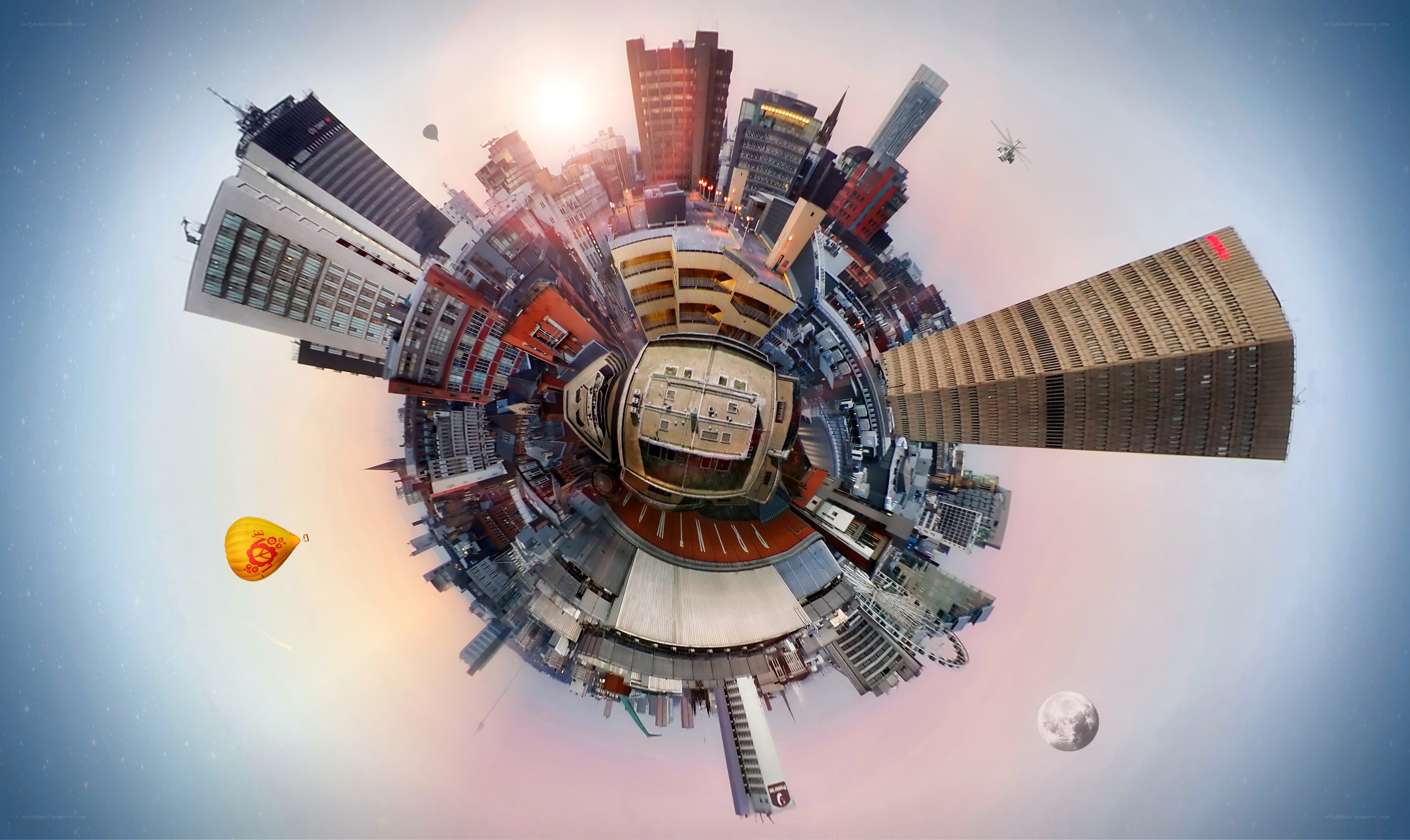360-degree cityscape globe