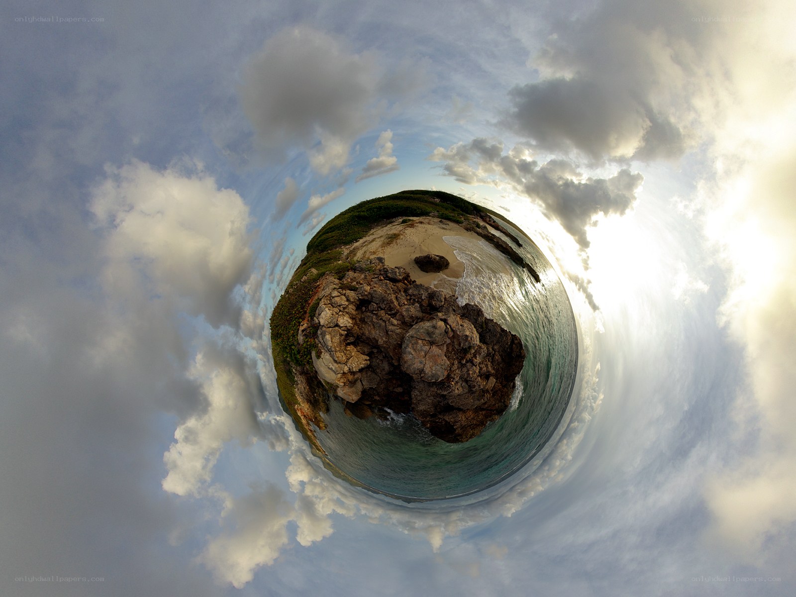 360-degree coastal landscape