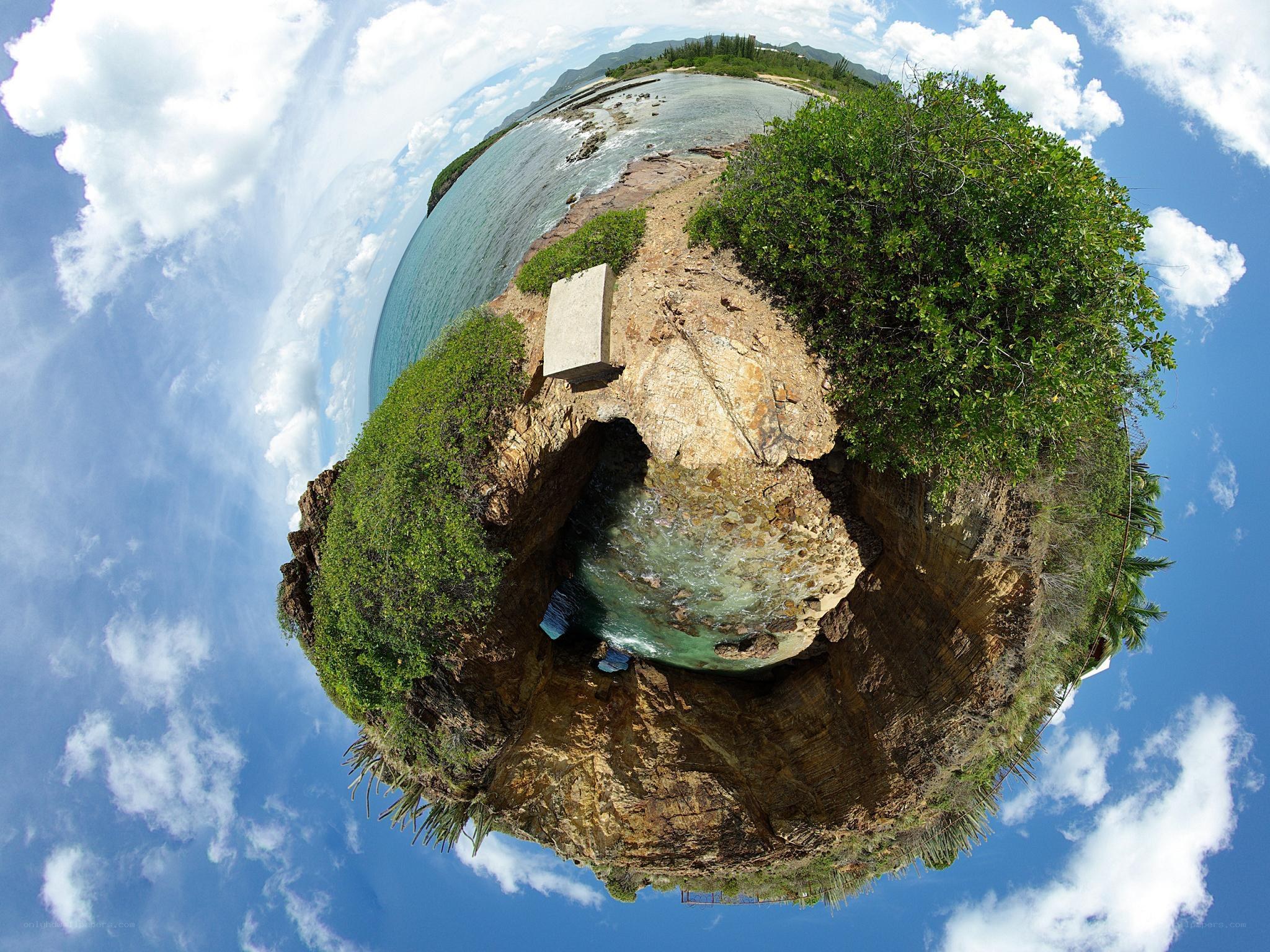 360-degree coastal scene