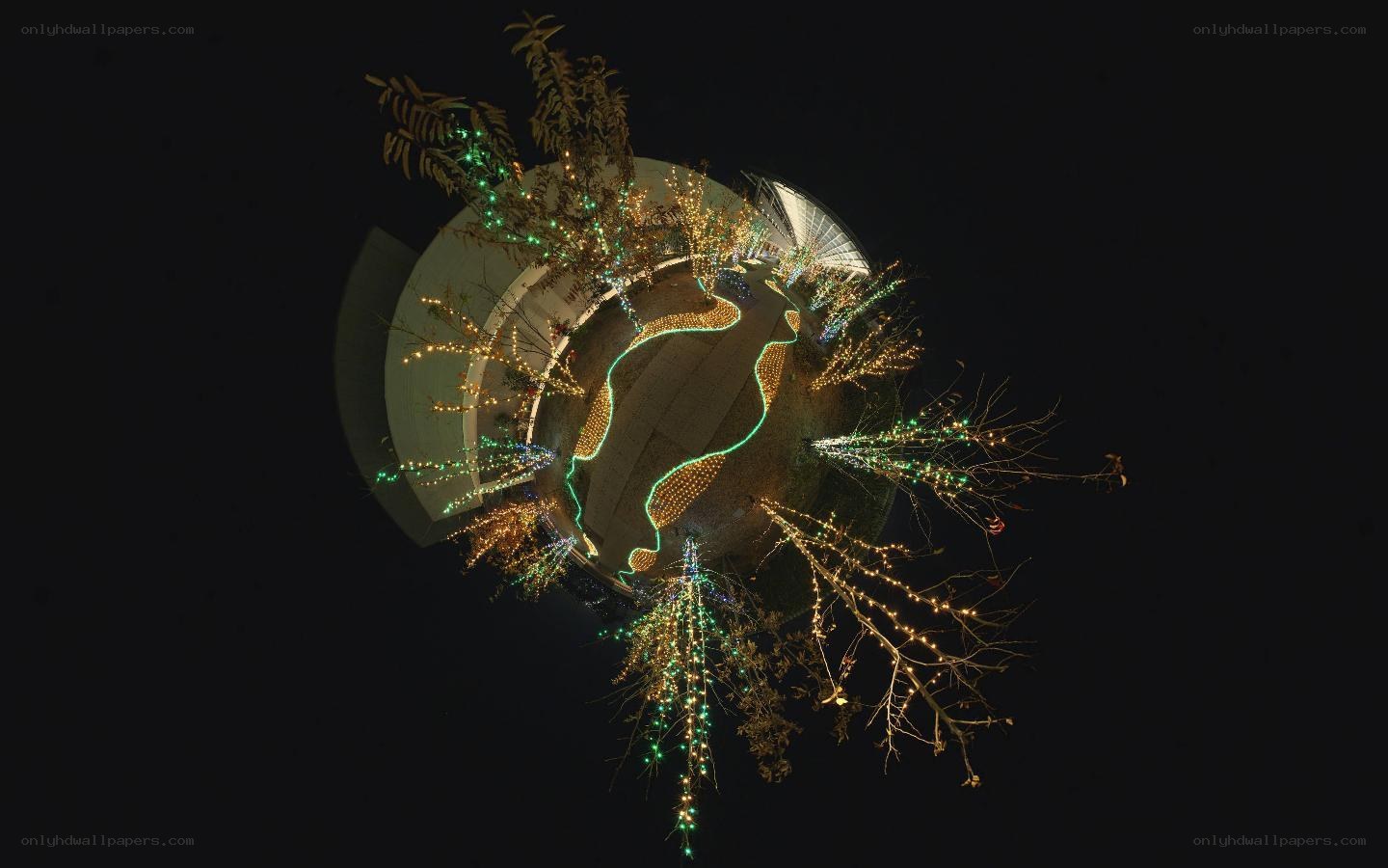360-degree light display at night