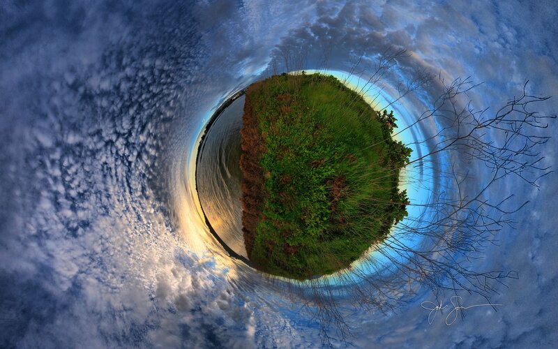 360-degree planet view of a small island