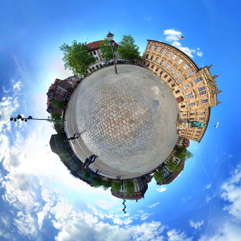 360-degree view of a European square