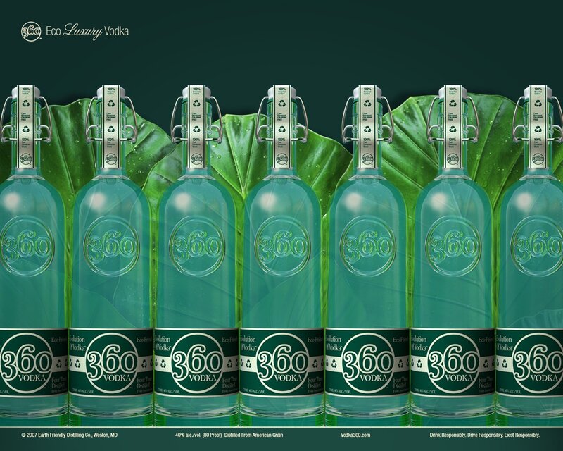 360 Eco Luxury Vodka bottles