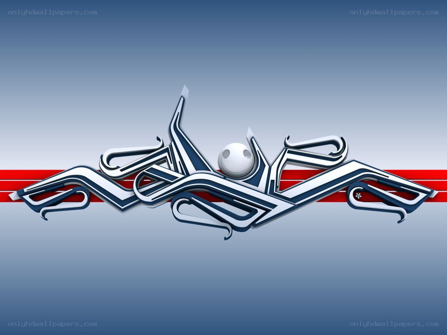 3D abstract design with red stripe