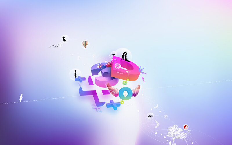 3D abstract design with symbols