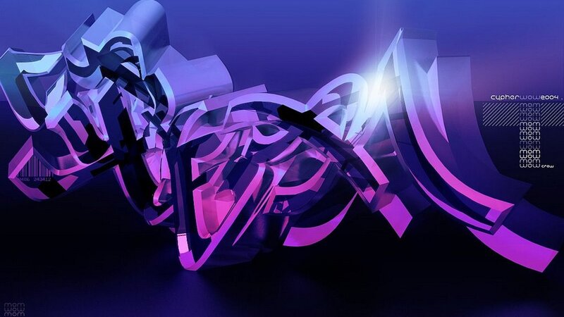 3D abstract purple graffiti art