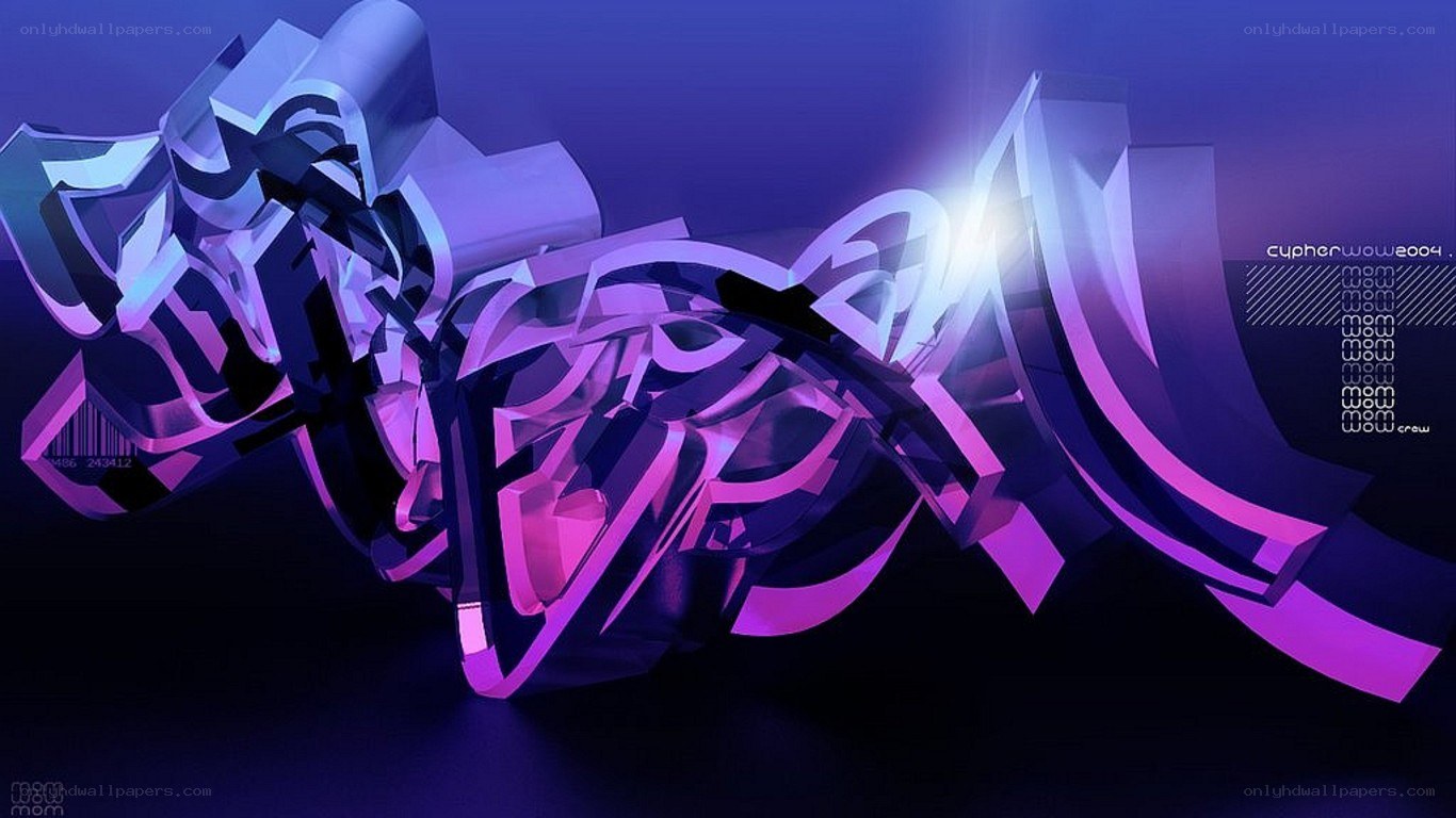 3D abstract purple graffiti art