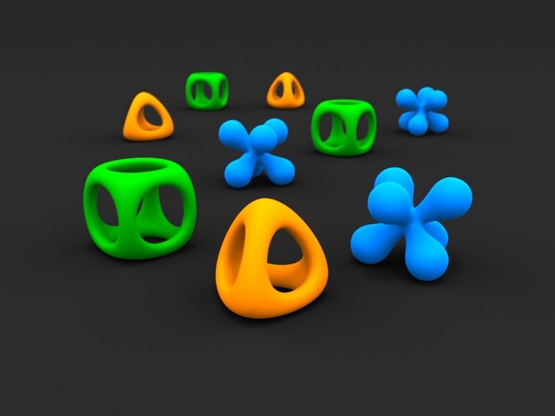 3D abstract shapes on dark background