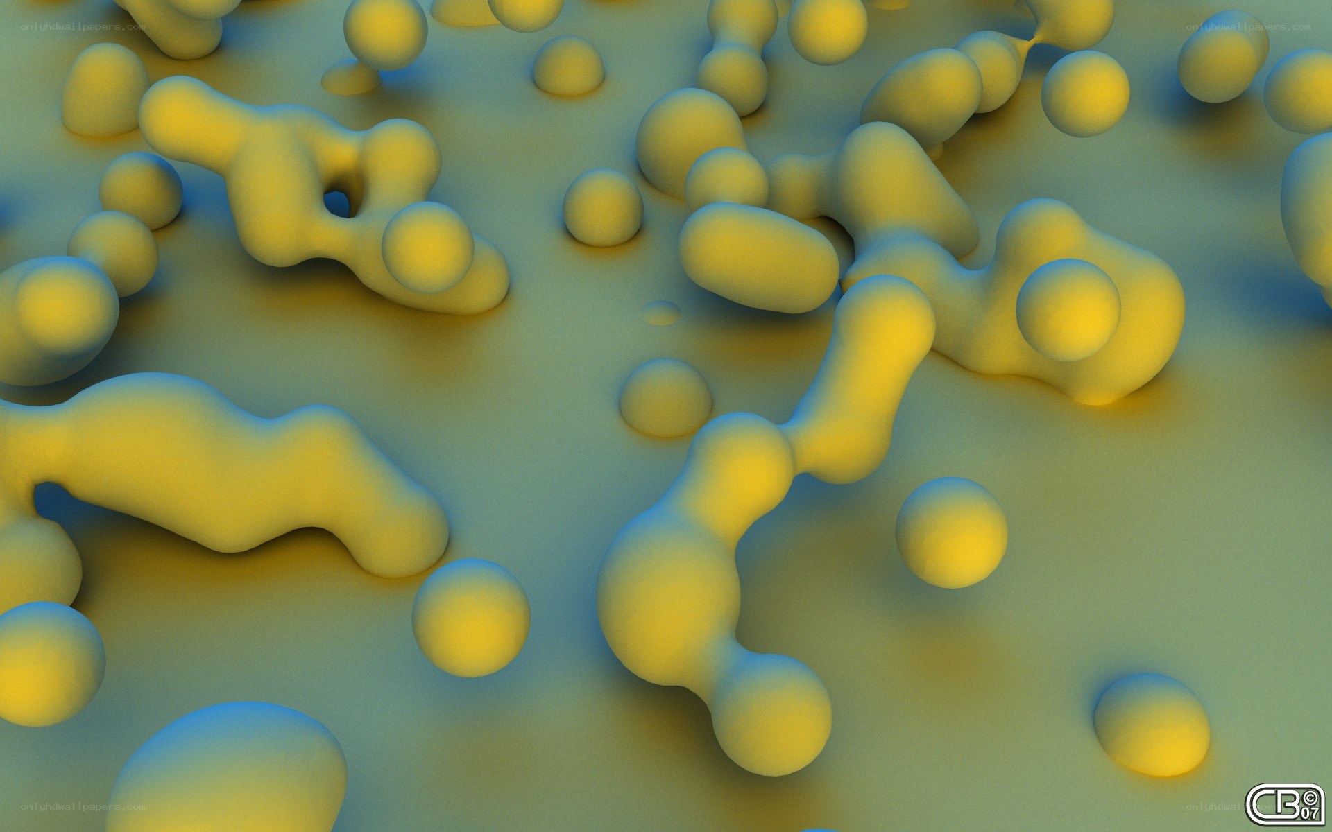 3D abstract yellow shapes