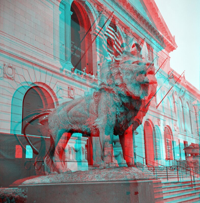 3D Anaglyph of Lion Statue
