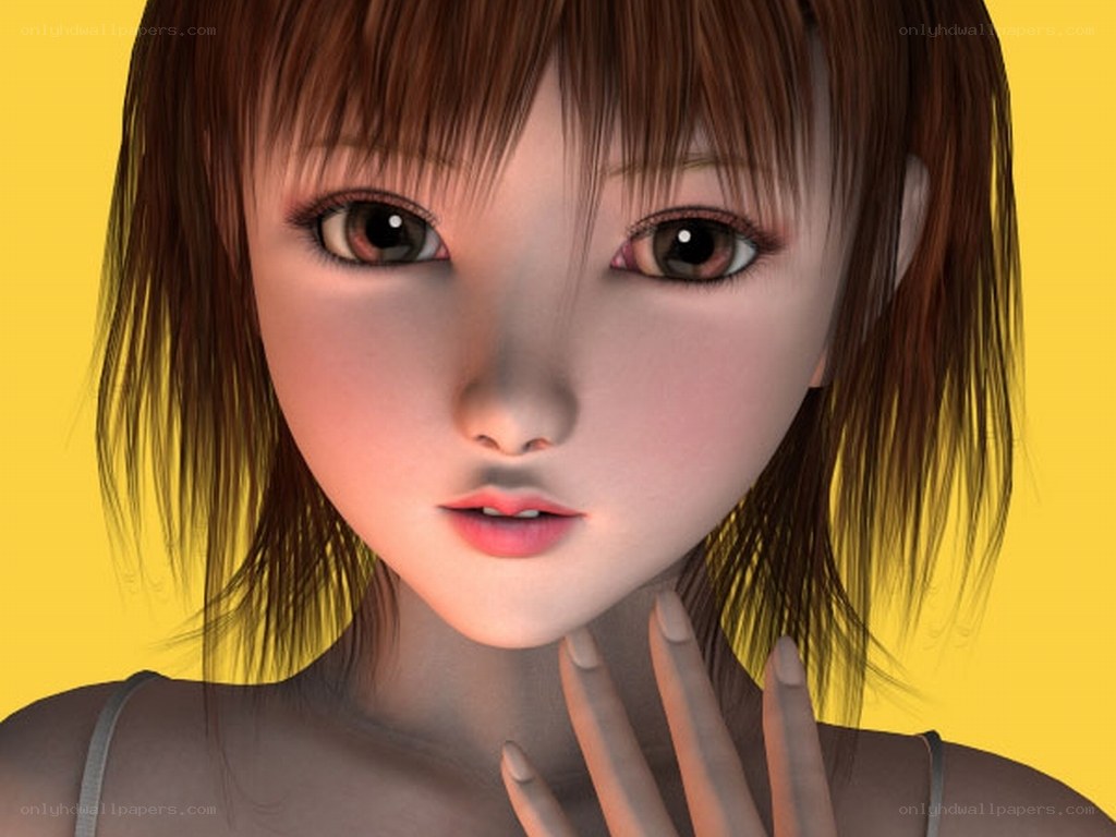 3D anime-style girl portrait