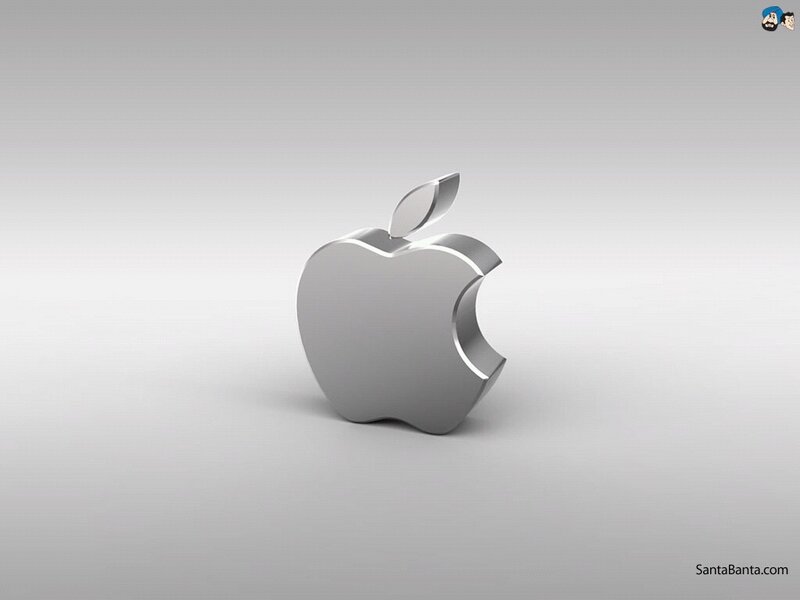3D Apple logo on gray