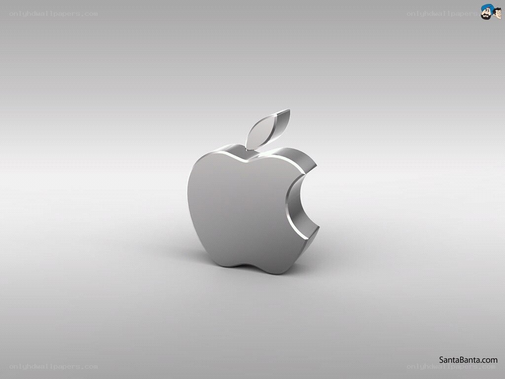 3D Apple logo on gray
