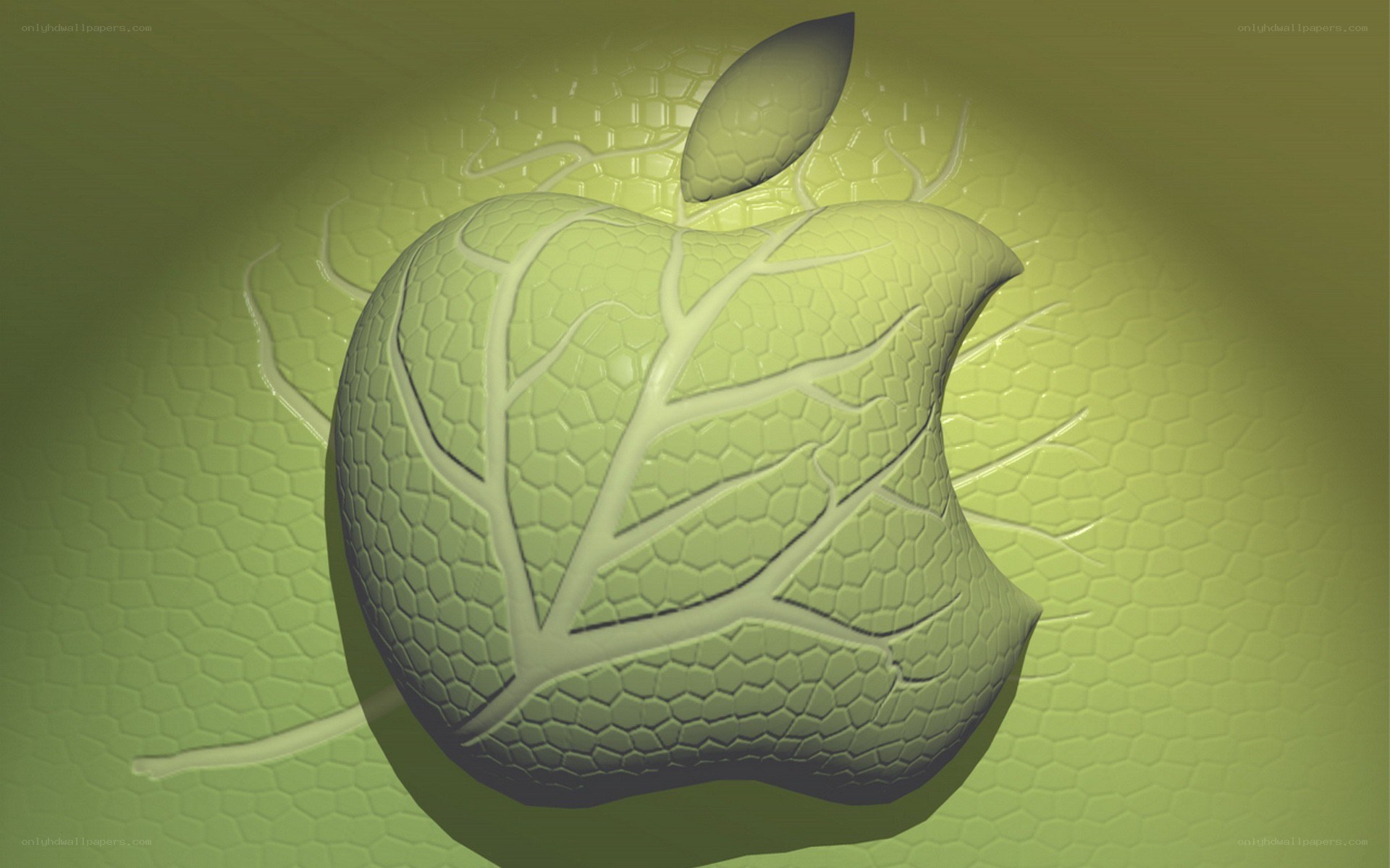 3D apple logo with leaf
