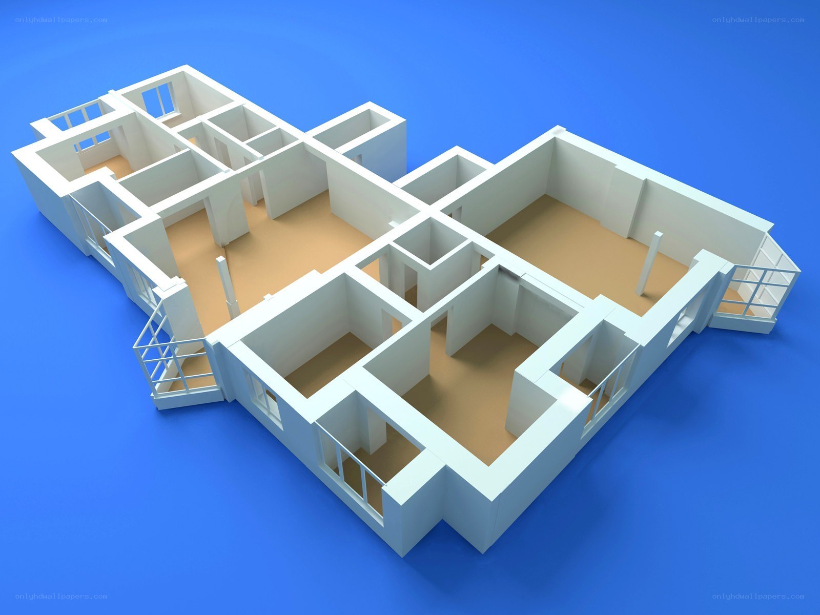 3D architectural floor plan model