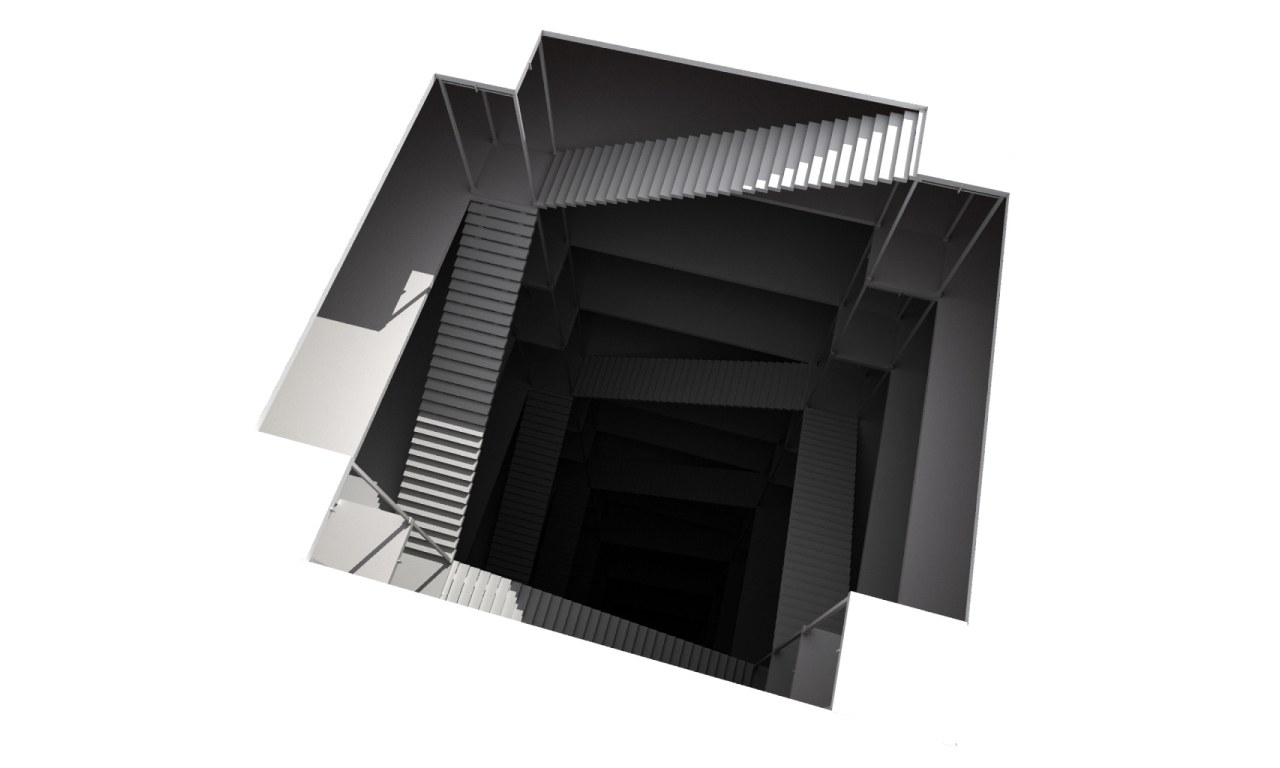 3D architectural model of a staircase