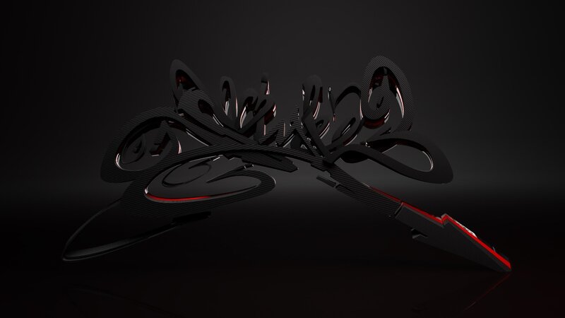 3D black and red graffiti art