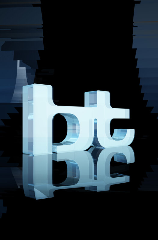 3D bt logo on reflective surface