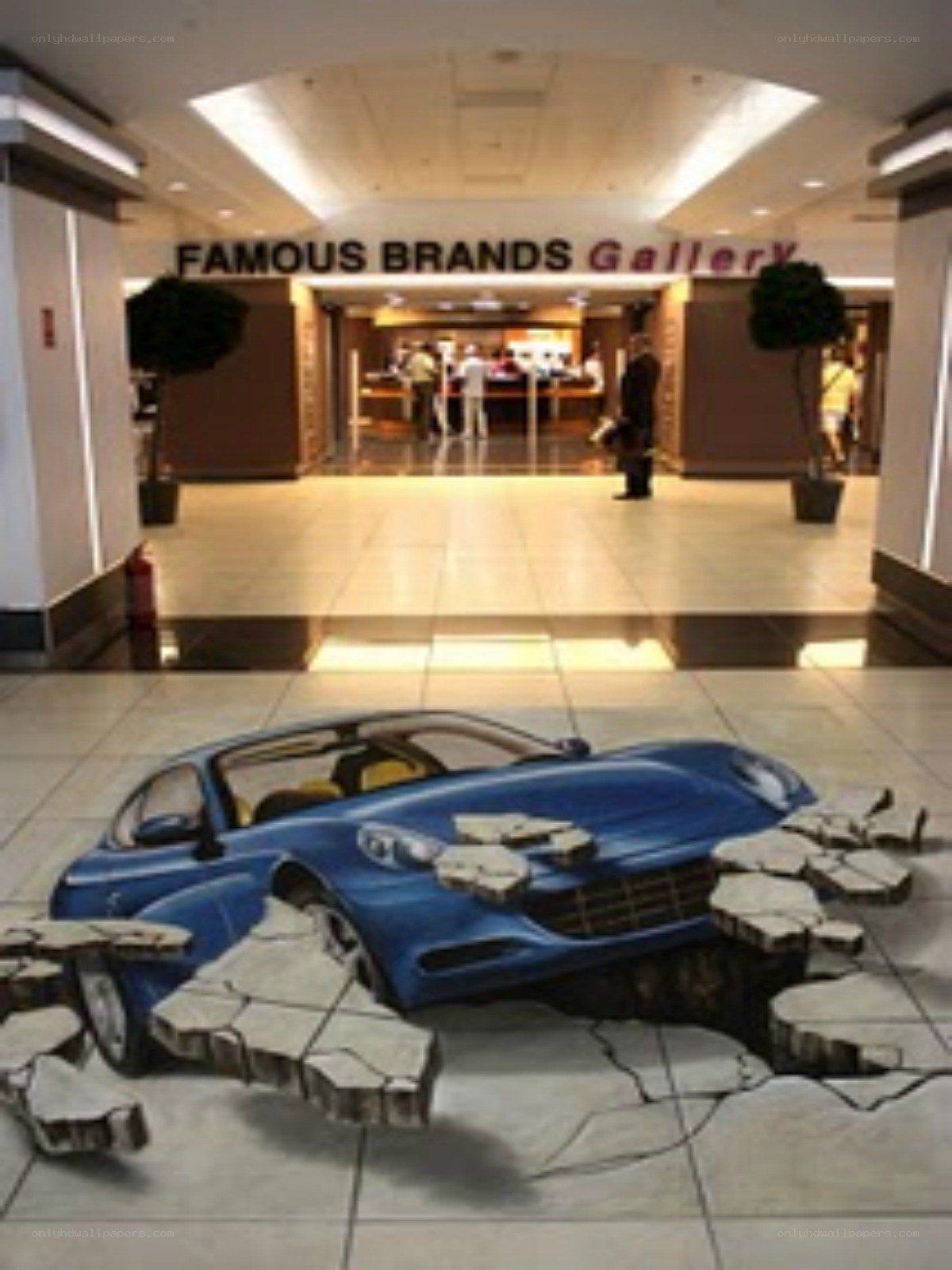 3D car floor art in mall