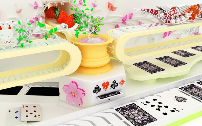 3D card game with floral design