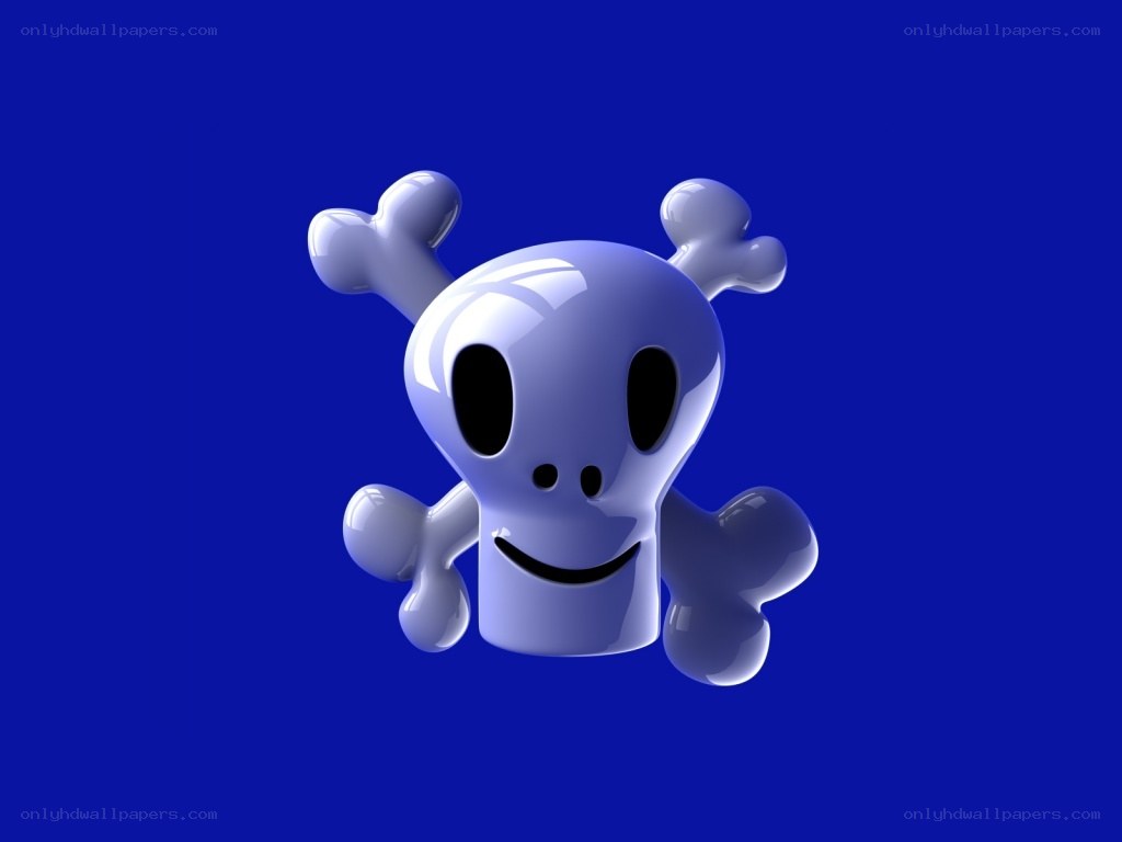 3D cartoon skull and crossbones