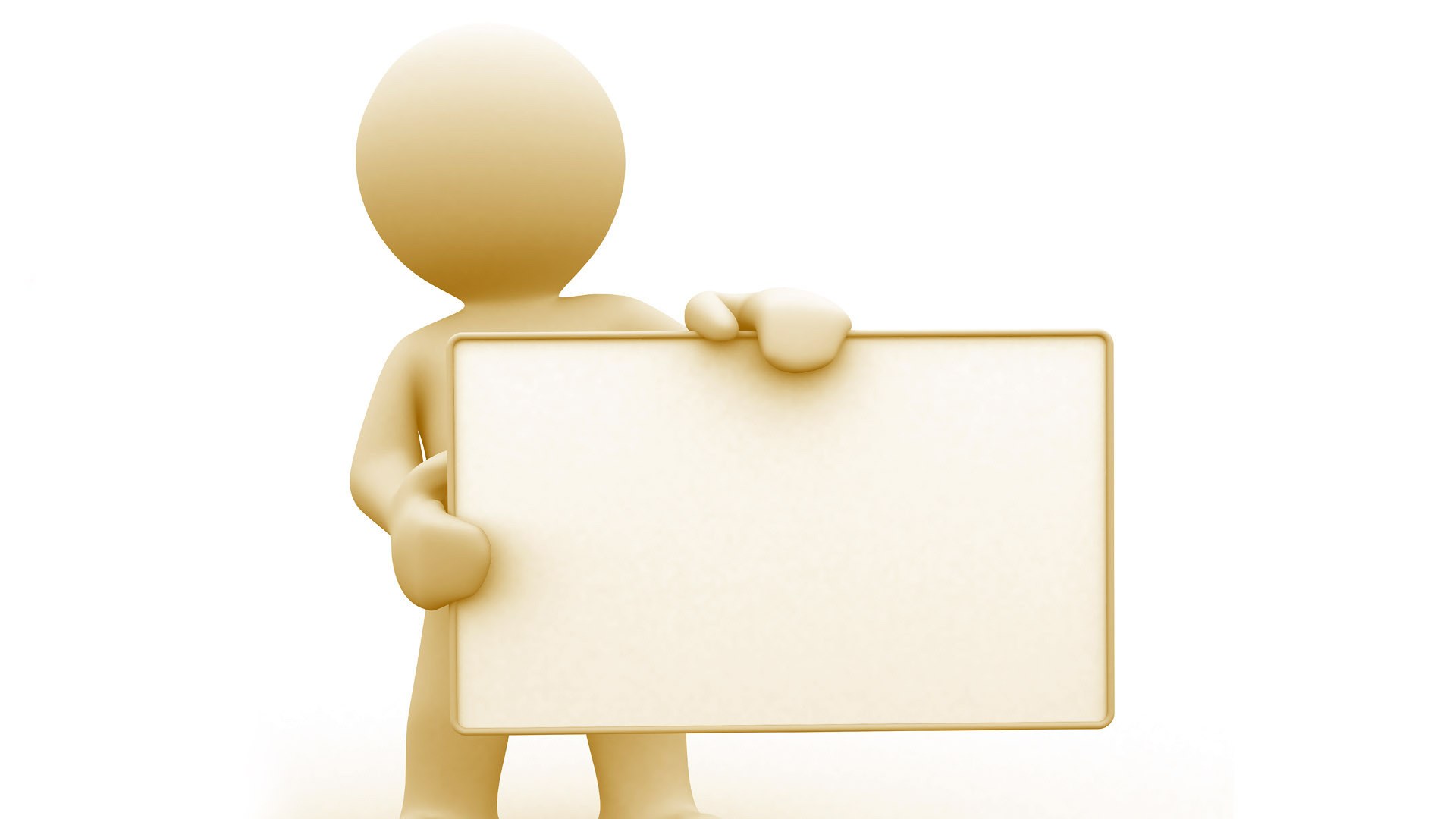 3D character holding blank sign