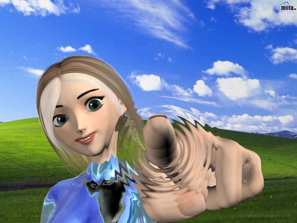3D character in a landscape