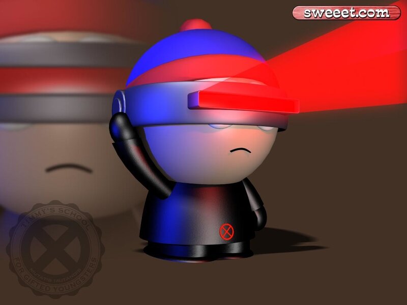 3D character with red laser