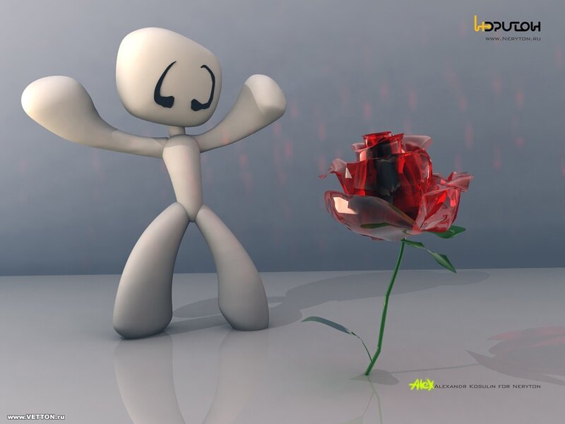 3D character with red rose
