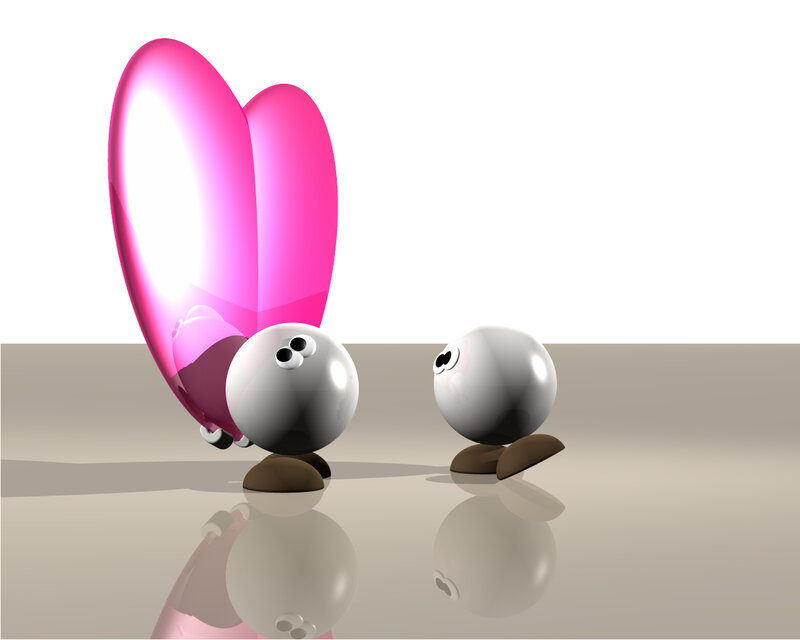 3D characters with heart