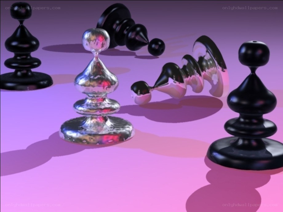 3D chess pieces on purple surface